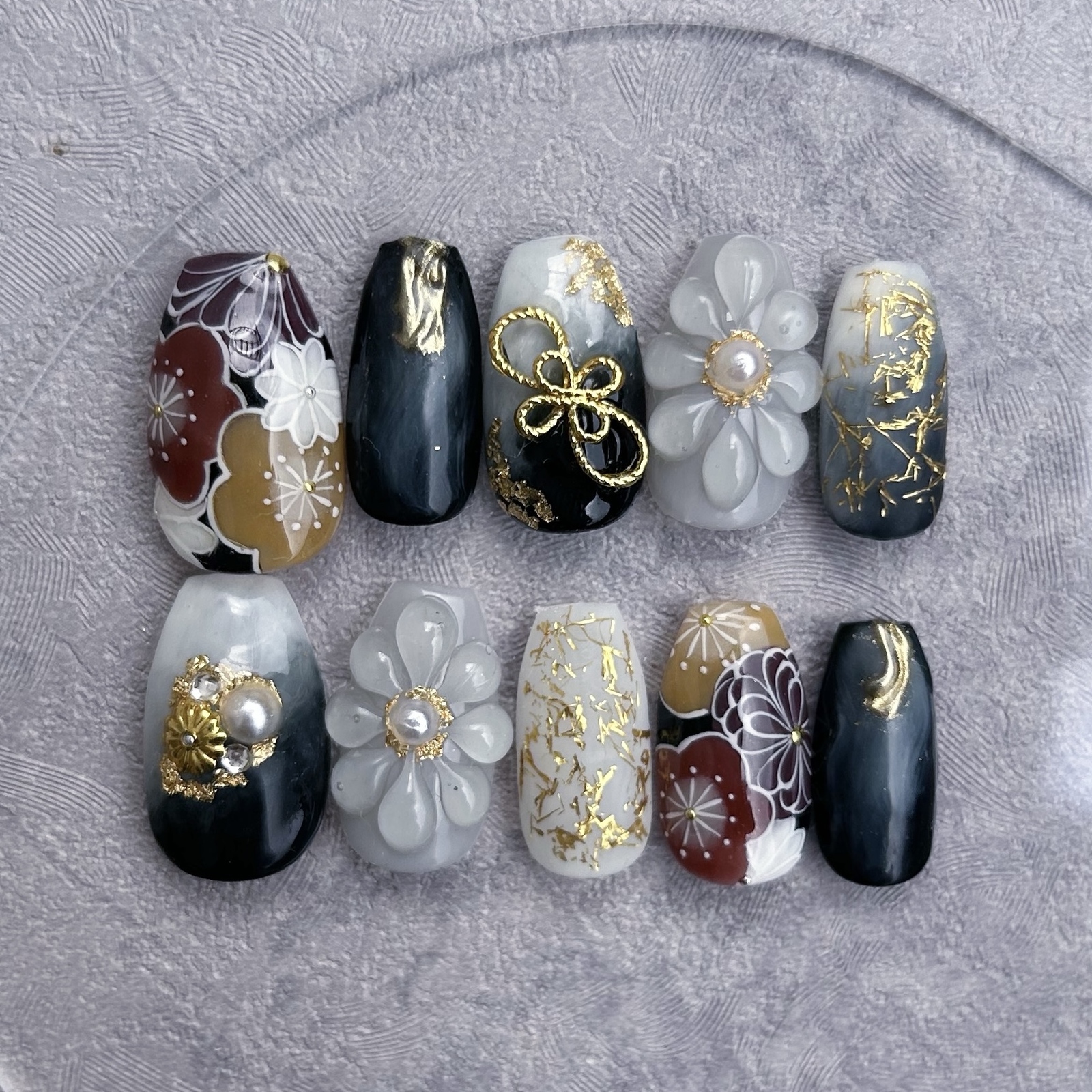ネイルチップ　ニュアンスネイル　ネイビー　成人式　振袖ネイル　和柄ネイル　卒業式 7d8aebfc25f002e1ec81613773f967