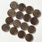 ボタン レトロ 円形 変色・かすれアリ アンティークゴールド メタルボタン 金属ボタン 四つ穴 4穴 21mm 16個セット ew-266