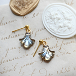 【数量限定】アール・デコヴィンテージガラスのピアス／イヤリング［タッセル／インディゴ＆アンバー］サージカルステンレス／チタン変更可能　pag066