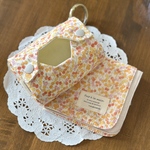＊【セット品】ポータブルティッシュケース  コットン×4重ガーゼハンカチ＊プチギフトに♡ 🍒 さくらんぼ イエローオレンジ