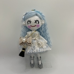 ブルーツイードドレスのドールチャーム
