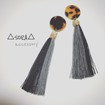 再再販△べっこうタッセルピアス△
