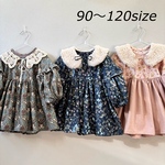 【再販】付け襟セットの 長袖ブラウス　90〜120size ( 秋冬 冬服 キッズ ベビー シンプル ナチュラル 80 90 100 110 120 クリスマス プレゼント)