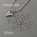 【20個】ステンレス304 金属アレルギー対応 デザイン丸カン 6mm×1mm バチカンにもお勧め！