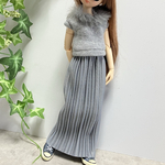 プリーツスカート＊ドール服(22センチドールの洋服)1/6ドール洋服☆グレー