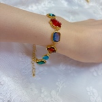 ガラスチャームのキラキラカラフル ブレスレット