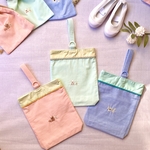 森🌳のどうぶつたちとインコ刺繍-上履き袋 シューズ入れ　お名前刺繍  サイズオーダー(りす•アルパカ•コアラ•小鳥•インコ)