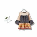 【SALE♪2300円→1800円】３種のいろいろティアード　チュニックブラウス　３段チュニック　トリコロール　コットン　おとなかわいい　ゆったりサイズ