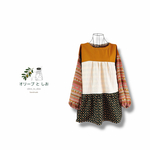 【SALE♪2300円→1800円】４種のいろいろティアード　チュニック　３段チュニック　トリコロール　コットン　個性派　おとなかわいい　ゆったりサイズ