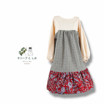 三種のいろいろティアード　チュニックワンピース　３段チュニック　トリコロール　コットン　個性的　おとなかわいい　ゆったりサイズ