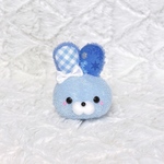 ふわふわお顔ストラップ＊青色の冬ウサギさん