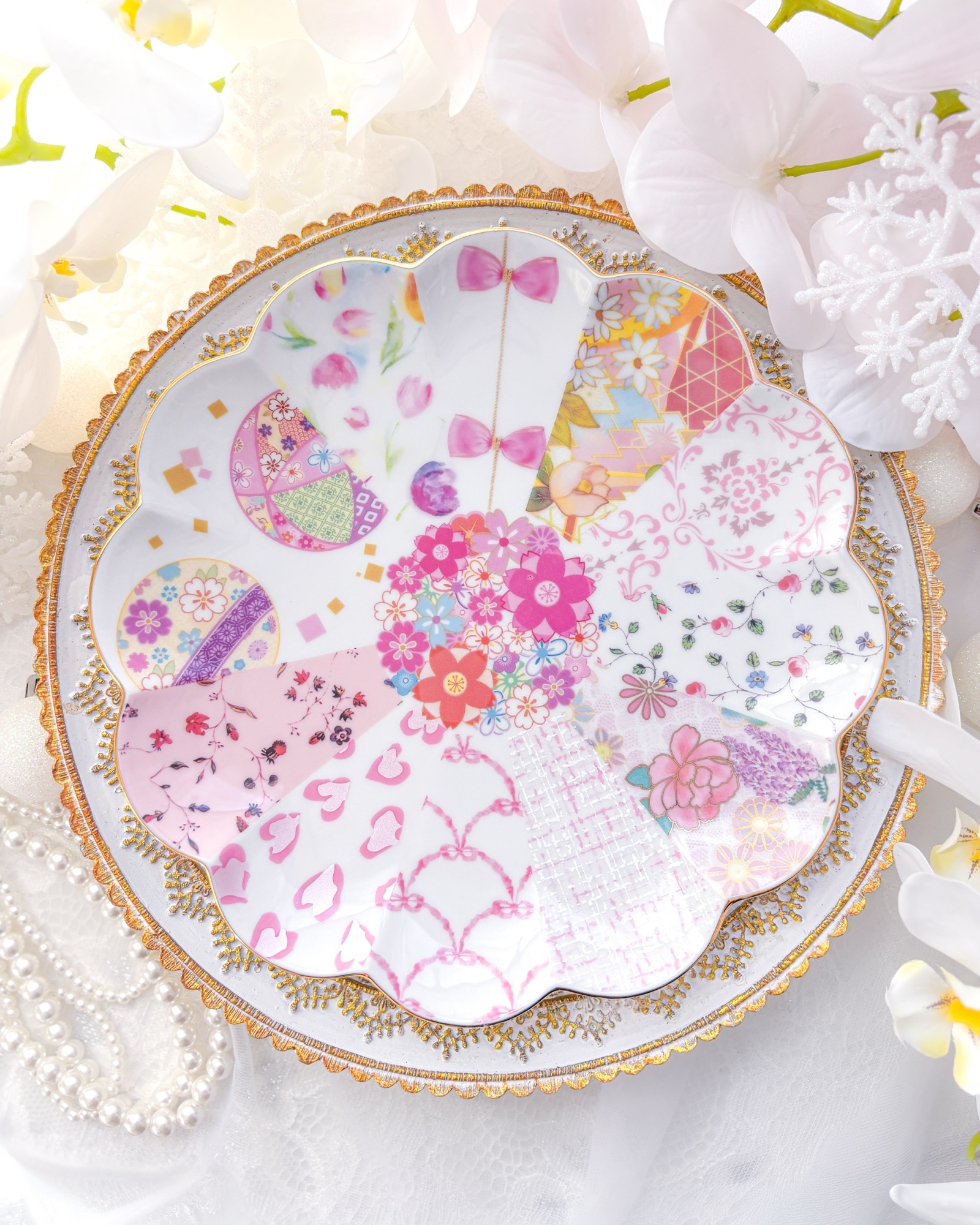 ミュンヘン・ルートヴィヒ 花柄皿 27cm2枚 色絵花卉図大皿 文化遺産オンライン