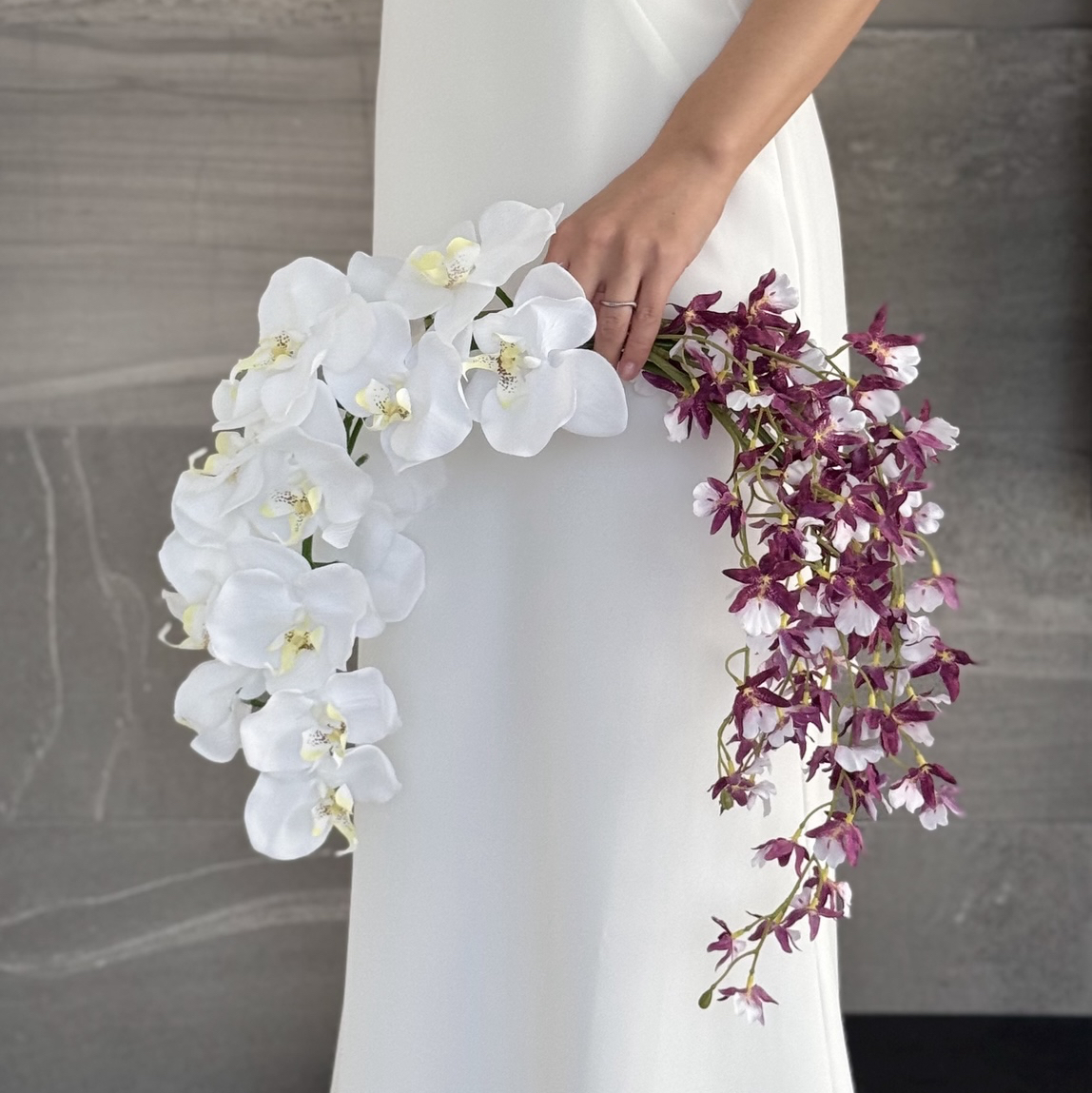 胡蝶蘭バレリーナブーケ♪ウェディングブーケ ブートニア付き アーティ