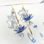 一輪花 -蓮- クリアブルー ピアス/イヤリング ディップアート アメリカンフラワー 透明 青 夏 アシンメトリー おしゃれ 可愛い 推し活 ウェディング 花嫁 ブライダル 梅雨 プレゼント