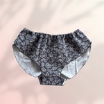ふんどしパンツ 単品　立体裁縫　リラックスショーツ　ふんどしショーツ　表地起毛　黒　花柄