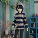 ピュアニーモM：ボーダーカットソー（ネイビー）