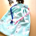 【再販 7】体操服袋(入園入学グッズ)白くま🐻水色