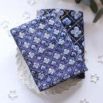 インド刺繍生地で仕立てた特別な『文庫本専用』ブックカバー【グリッドフラワー小】