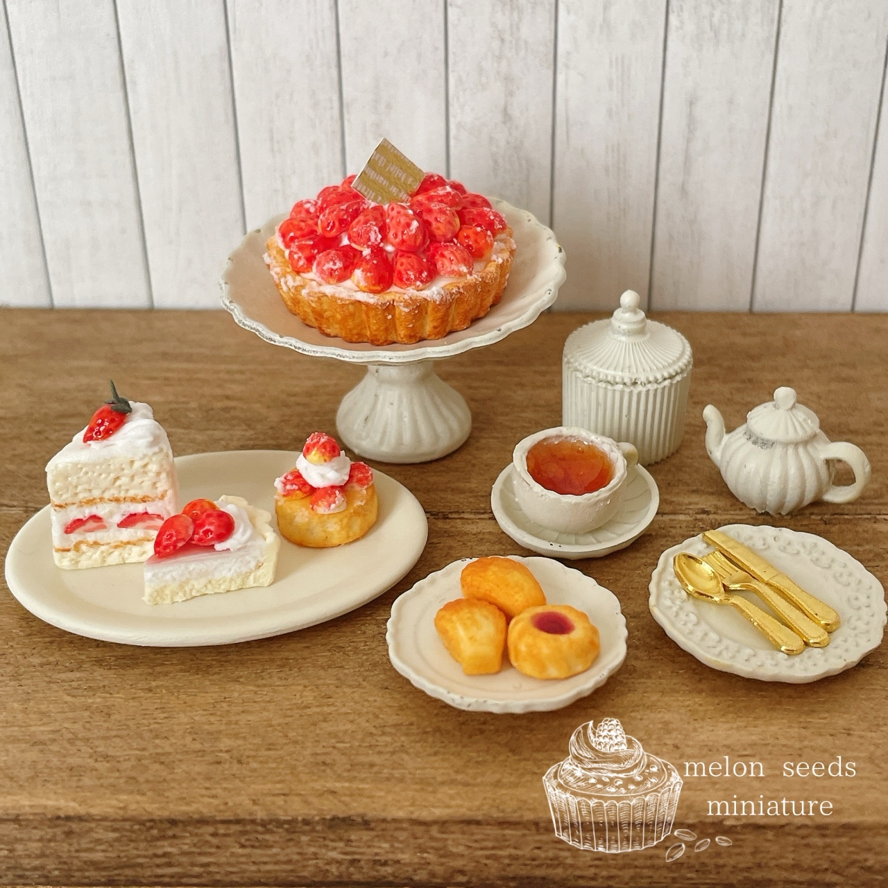 ミニチュア◆桃のスイーツセット◆ 桃スイーツのセット ミニチュアスイーツ - melon seeds | minne byGMO