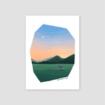 山の絵ポストカード