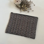 リバティ　キルト　ふわふわ フラット ポーチ　バッグインバッグ　フォレストウェーブ　黒　ミナペルホネン　プレゼントにも