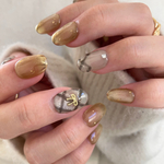 🏷フォレストチェックのネイルチップ 🦌🩶 ニュアンス キラキラ マグネット グリーン お呼ばれ 冬 ゴールド 金箔 成人式 うるちゅる リボン 結婚式