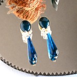 【eto-ile様ご予約分】七宝焼 tsubutsubu♡ オーバルピアス　～Ink blue～