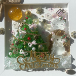 ♡はりねずみさんとうさぎさんの仲良しchristmas♬ver.up♡シーグラスアート ガラスアート