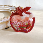 レジン　クリスマス　りんご　ポインセチア　シェイカー　シャカシャカ　キーホルダー　レッド