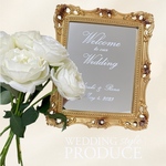 ミラー　ウェルカムボード　結婚式　ブライダル小物　ウエルカムミラー　ウェルカムスペース　ウェディング　カッティングステッカー　文字ステッカー　ゴールドフレーム　フレーム　鏡　アンティーク調