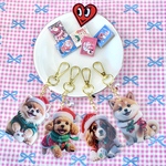 NEWエナメルクラウン＆パール＆ワンちゃん猫ちゃんサンタクロースクリスマスバッグチャーム