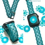 11.洗える✨軽くて爽やかｴﾒﾗﾙﾄｸﾞﾘｰﾝ×白など46色からお好きな色でお作りします✨アップルウォッチ バンド 腕時計ベルト スマートウォッチバンド macrame✨防水速乾、軽量✨