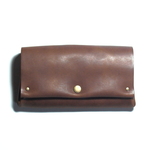 縫製のないふんわり長財布（牛革/プルアップ/ヌバック仕上げ/Dark Brown）