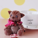No.85茶色の仔猫ちゃん（テディベア、猫のぬいぐるみ、ねこ、ネコ）