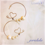 ハートワイヤーパールピアス/コットンパール/lovely #1