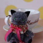 No.94グレーの仔猫ちゃん（テディベア、猫のぬいぐるみ、ねこ、ネコ）