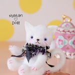 No.97白猫の仔猫ちゃん（テディベア、猫のぬいぐるみ、ねこ、ネコ）