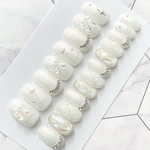 2527.（全サイズ現品販売）うるうるオーロラ×リボンネイルチップ