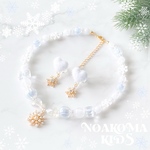 little princess＊Snow princess ♡ キッズイヤリング キッズネックレス セット キッズアクセサリー 子供 プレゼント 可愛い 女の子 クリスマス 姫 キッズ 雪 冬 ブルー