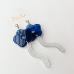 端材ピアス/イヤリング 花 blue