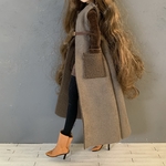 ムートン風ニットロングジレ　ブラウン　ベルト付き　22cmドール　ドール服　ピュアニーモ