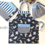 【yur*様オーダー品】エプロン単品　恐竜　ネイビー