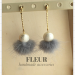 ラビットファーとコットンパールのイヤリングorピアス♡