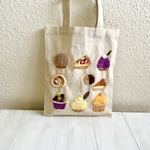 Cafe-sweets☆羊毛刺繍  リネントート〜秋色スイーツ🌰🎃🍇