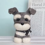 シュナウザー（濃グレー）の羊毛フェルト　犬