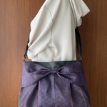 超軽量♡倉敷畳縁シンプルリボンショルダーバッグ(麻の葉パープル)