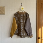 ダブルガーゼ×リネンの切り替えリブプルオーバーバイカラー