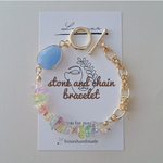 【ブラックフライデー限定sale】3点のみ!! 天然石とチェーンのビーズブレスレット クリスマスカラー🎄 マルチカラーbracelet 