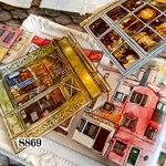 【S869コラージュ素材】切売　海外PETテープ　家　街　ジャンクジャーナル　おすそ分け　バレット　雑日記