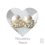 cotton pearl & flower earrings (キスカ)